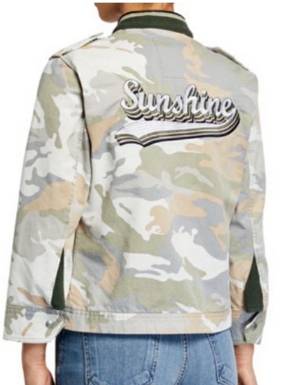Zadig & Voltaire Camo Varsity Jacket in Green, Beige, White size medium